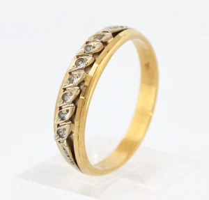 Damenring Bicolor 18 Karat 750 Gold Gelbgold Weißgold Zirkone 4,18 g Gr. 60 - Picture 1 of 4