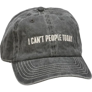 Stonewashed Black Adjustable Cotton Baseball Cap - I Can't People Today NEW - Picture 1 of 2