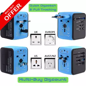 World Wide Travel Adapter Multi Plug Universal Charger UK EU AU US 4 USB type c - Picture 1 of 7