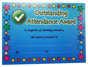 Islamic reward Certificates A5 size ( Outstanding Attendance Award ) x 10 Cards - Picture 1 of 1