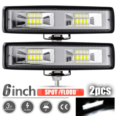 2x 6 pulgadas 72W LED Barra de luces de trabajo Spot Pods Lámpara antiniebla Todoterreno SUV ATV Camión de conducción Foto 1 de 4