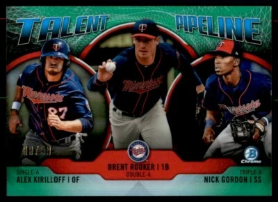 Gordon/Rooker/Kirilloff 2019 Bowman Chrome Talent Pipeline Green Refractor /99 - Image 1 of 2