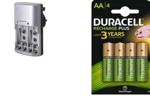 Lloytron Mains Battery Charger + 4 x Duracell AA 1300 mAh Rechargeable Batteries - Picture 1 of 1