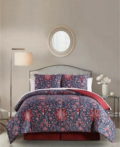 Jessica Sanders SAMANTHA 8 pezzi SET PIUMONE KING FLOREALE BLU ROSSO biancheria da letto - Foto 1 di 4