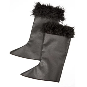 Musketier Stiefelstulpen - Stiefel-Gamaschen Fell Schuh-Überzieher Pirat Schwarz - Bild 1 von 1