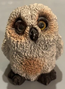 Stone Critters Baby Horned Owl SCB-015 Figurine 2.75 In USA Big Eyes - Picture 1 of 7