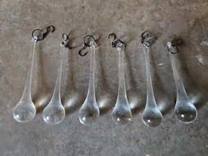 6 Pottery Barn Clarissa Chandelier Long teardrop Crystal Replacement 3” - Picture 1 of 7