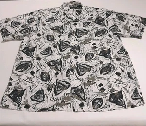 Grey Norman Collection Men's White Black Brown Abstract Button Up Shirt Sz X L - Picture 1 of 11