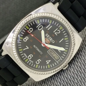VINTAGE SEIKO 5 AUTOMATIC 7006A JAPAN MENS BLACK COLOR DIAL WATCH a1151-U - Picture 1 of 10