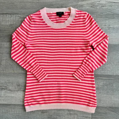 J. Crew 100% Cashmere Red & Cream Striped Sweater (size XS) - Image 1 of 4