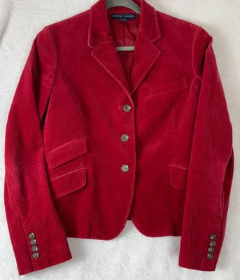 RALPH LAUREN Blue Label  Corduroy Burgundy Blazer Casual Preppy Christmas - Image 1 of 4