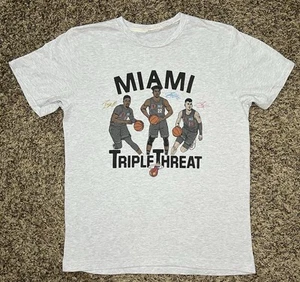 Homage Miami Heat Triple Threat T-Shirt MD 20” X 27” Gray Short Sleeve - Picture 1 of 7