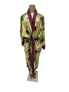 Kimono Morgenmantel mit weicher Umrandung Baumwolle Blockdruck Größe M - Bild 1 von 9