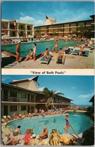 c1950s MIAMI BEACH Florida Postcard THE CASTAWAYS HOTEL "View of Both Pools" - Picture 1 of 2
