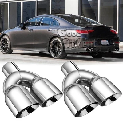 For Mercedes Benz AMG CLS E350 E400 C63 C350 Quad Exhaust Tips 2.5" in 3.5" Out - Image 1 of 4