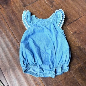 Old Navy Girls 0-3 Months Chambray Blue Bubble Romper Summer Outfit - Picture 1 of 6