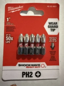Milwaukee SHOCKWAVE Impact Duty 1" PH2 Kreuzschlitz-Schraubendreher-Bits 48-32-4601 - Bild 1 von 3