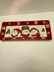 Nikolaus Quadrat SCHNEEMÄNNER 14" Leckerli Tablett Keksplatte Fast Neuwertig! - Bild 1 von 7