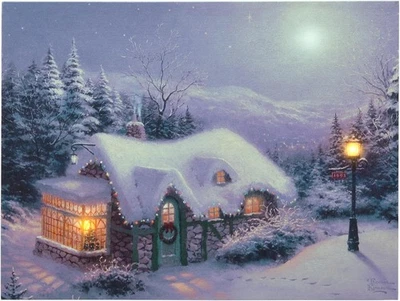 Obra de arte navideña de lienzo LED y fibra óptica, 16 x 12 pulgadas Foto 1 de 4