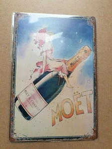 Moet & Chandon Champagne Girl Metal Sign Plaque Man Cave Retro FREE P&P - Picture 1 of 7