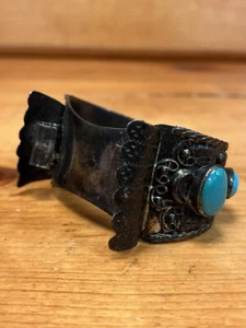 Vintage Sterling Silver 925 Turquoise Native American Watch Cuff - Picture 1 of 8