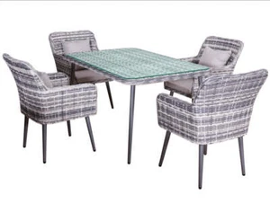 Luxus Premium Garten Polyrattan Essgruppe SET Esstisch Sitzgruppe Gartenmöbel - Bild 1 von 3
