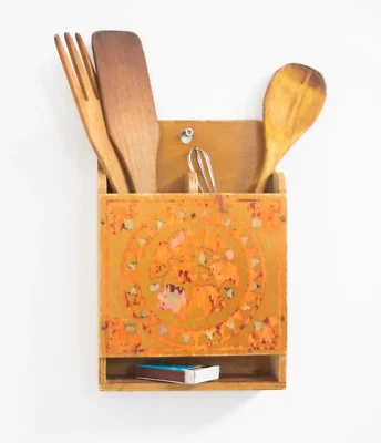 Caja de pared colgante vintage soviética primitiva casa de campo mesa cocina Foto 1 de 4