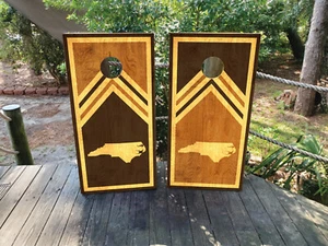 WASSERDICHT & LICHTFEST Cornhole Board Wraps Holzmaserung North Carolina / - Bild 1 von 3
