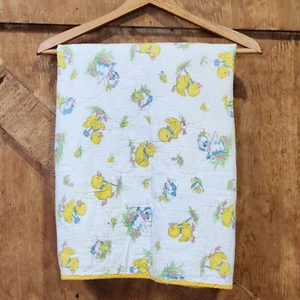 Baby Duck Chick Quilt Bedding Nursery Decor VTG Lovis Binkis Security Blanket - Picture 1 of 9