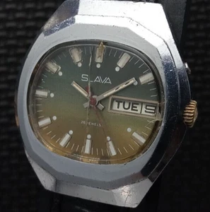 SLAVA 17 jewels USSR 1975 cal. 2428 Wrist Watch Day/Date - Picture 1 of 10