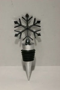 Vintage Chrome Snowflake Wine Stopper Holiday Christmas  - Picture 1 of 6