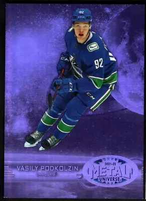 VASILY PODKOLZIN 2021-22 Skybox Metal Universe Purple Gem PMG ROOKIE Retro #/199 - Image 1 of 2