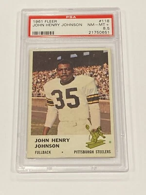 John Henry Johnson 1961 Fleer PSA 8.5 NM-MT+ Graded Card Pittsburgh Steelers 118 - Image 1 of 2