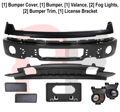 Kit de montaje de parachoques delantero pintable de acero y luces antiniebla para Ford F150 2009-2014 Foto 1 de 4