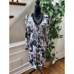 Old Navy Maternity Black & White Modal V-Neck Long Sleeve Knee Length Dress L - Picture 1 of 11