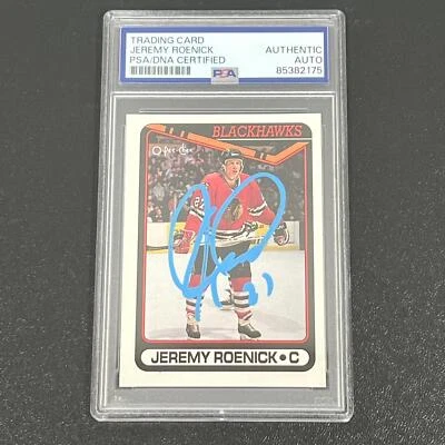 1990 O Pee Chee #7 Jeremy Roenick Signed Card AUTO PSA slabbed Blackhawks - Image 1 of 2