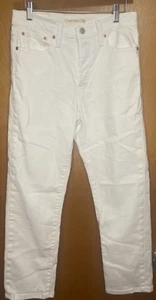 Levis Womens Wedgie Straight Leg Jeans White Denim Ankle Button Fly - Size 30 - Picture 1 of 9