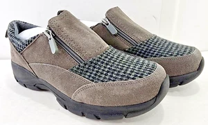 Lands End Womens Insulated Suede Leather Zip Moc Shoes Size 7.5 W Gray NEW - Picture 1 of 7