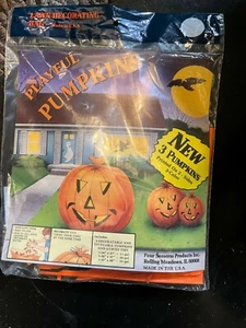 Vtg "Playful Pumpkin 3 Pumpkin Lawn Decorating Halloween Bags 11gal,26gal 33gal - Picture 1 of 1