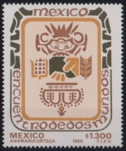 F-EX52348 MEXICO 1989 MNH DISCOVERY AMERICA COLUMBUS COLON INDIAN DRAWING. - Picture 1 of 1