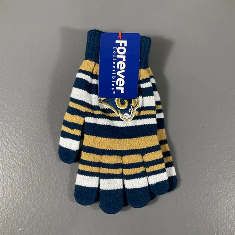 Los Angeles Rams NFL Football Striped Winter Gloves Blue Gold Team Logo Sports Cover