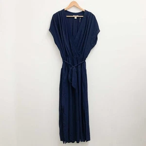 Loralette by City Chic Navy Plain V-Neck Faux Wrap Maxi Dress UK 20 - Picture 1 of 8