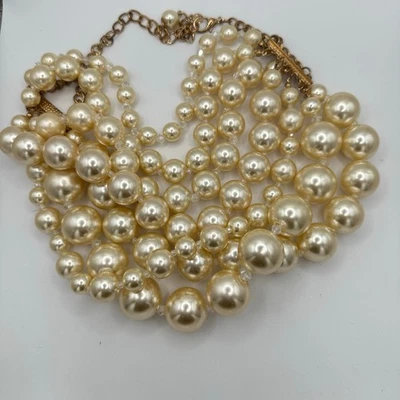 Collar llamativo de perlas de imitación tono dorado vidrio AB multi 7 hebras cuentas masivas Foto 1 de 4