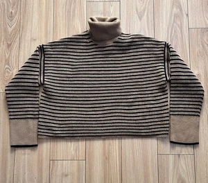 Madewell Damen Medium Pullover Waffel Streifen Rollkragen Wolle Neu mit Etikett - Bild 1 von 14