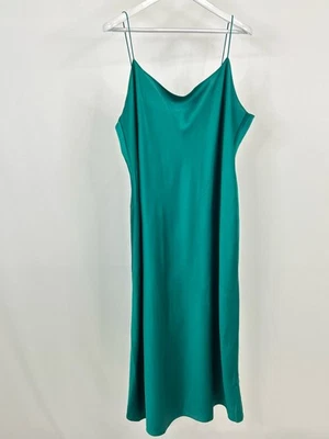 Vestido sin Mangas J CREW Gwenyth Satén Talla 22 Verde Mujer Plus Vacaciones Correa Ajustable Foto 1 de 4