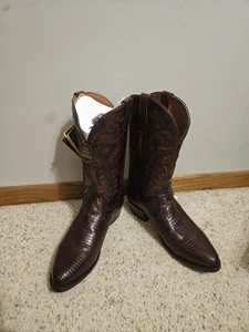 Dan Post Herren Hellbraun Cowboystiefel Eidechsenhaut R Zehe Größe 10,5 EW - Bild 1 von 7