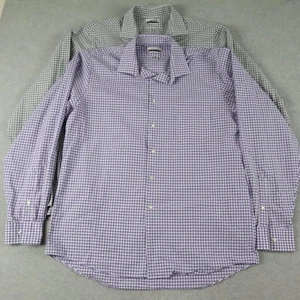 Van Heusen Shirt Mens 16.5 36/37 Classic Fit Button Plaid Long Sleeve Lot of 2 - Picture 1 of 12