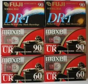 6 Blank Audio Cassette Tapes 4-90 Minute 2-60 Minute tapes by Maxell and Fuji - Picture 1 of 9