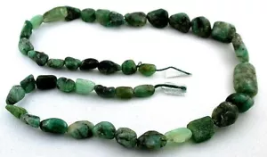 Green Emerald Polished Crystal Nugget Beads 15 Inch Strand ECBS37/101123 - Picture 1 of 2
