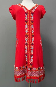 Davina red dress with short sleeve Size Medium - Picture 1 of 4